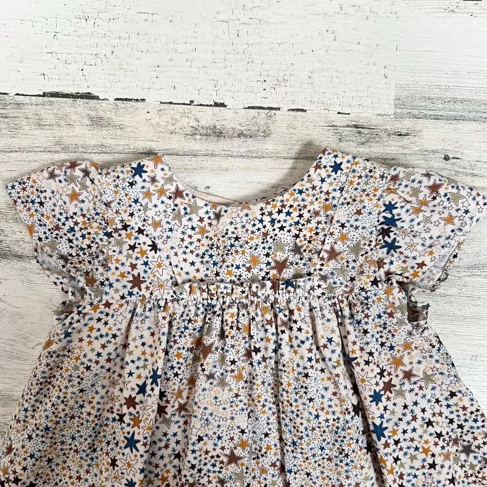 🦄 3/$36 Zara Mini Dress Set Baby Girl 9-12M Cream Star Corduroy Bloomers Set